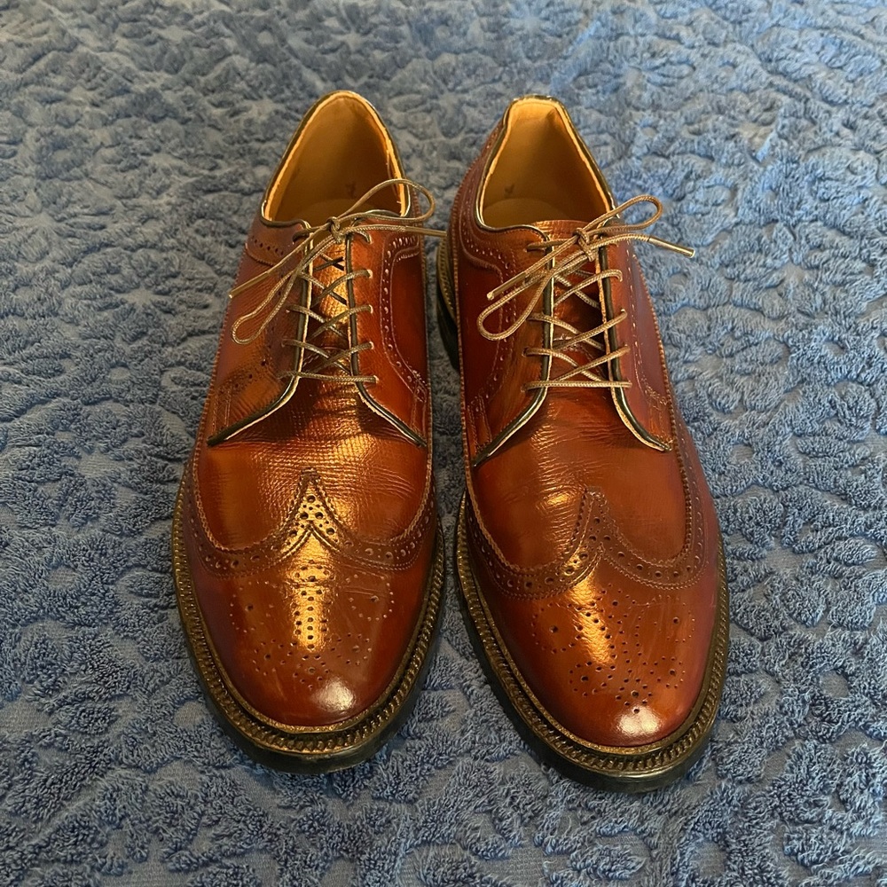 Vintage Executive Imperials Wingtips Brown Leather Oxford Dress Shoes Sz 9 1/2D
